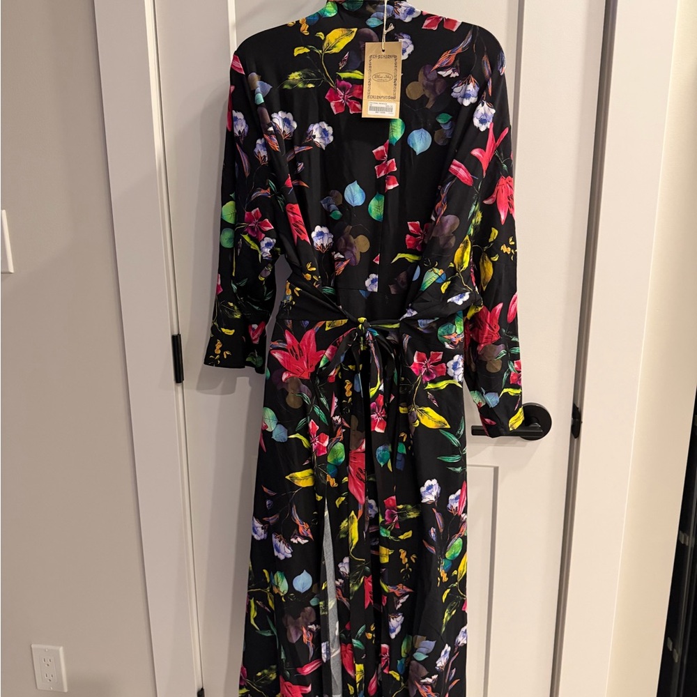 PLUS SIZE BLUE SKY CLOTHING WRAP DRESS A LINE FLORAL 3X new with tags comfy